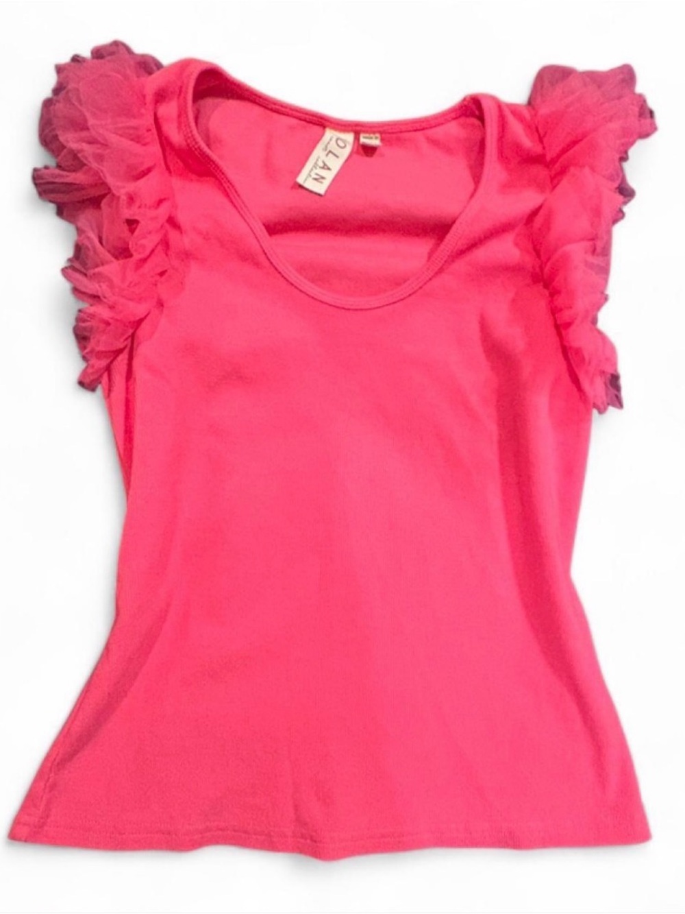 Anthropologie DOLAN Hot Pink Textured Knit Top Sz M
